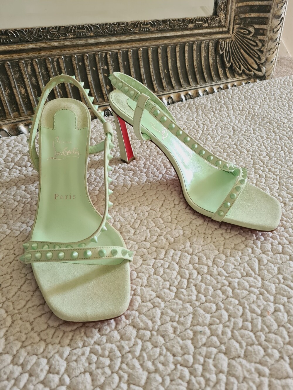 CHRISTIAN LOUBOUTIN Rosa Spike Slingback Heeled Sandals EU 38.5 US 8.5 Org $995